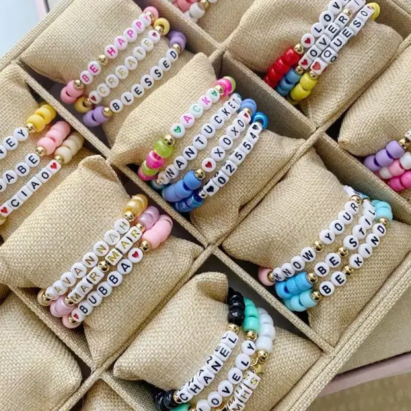 (105 pc)Manik Manik Huruf Bulat Mote Huruf Bundar A-Z Pipih Bahan Kerajinan Diy Aksesoris Gelang Kalung