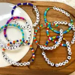 (105 pc)Manik Manik Huruf Bulat Mote Huruf Bundar A-Z Pipih Bahan Kerajinan Diy Aksesoris Gelang Kalung