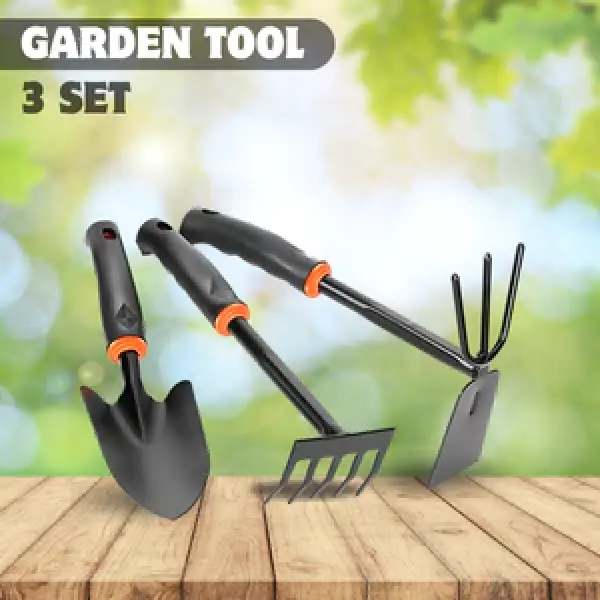 Garden Tool 3in1/Alat Berkebun Sekop Taman Mini Garpu Set Murah gagang Karet Serbaguna