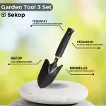 Garden Tool 3in1/Alat Berkebun Sekop Taman Mini Garpu Set Murah gagang Karet Serbaguna